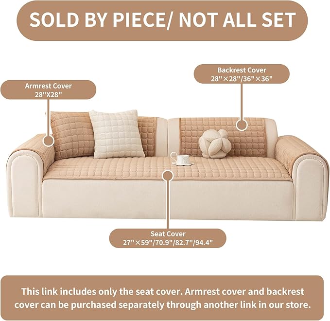 Velvet Couch Covers for Dogs, Dog Sectional Couch Covers, Pet Couchs Cover for 3-4 Seater, Couchs Protector for Dogs, Sectional Sofa Cover for Pet Washable(1PC,Khaki,27.6"×82.7")