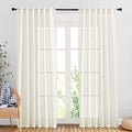 NICETOWN Semi Sheer Curtains Linen Blend Texture, Rod Pocket Back Tab Decorative Linen Sheer Drapes Window Treatment Privacy Curtains for Bedroom/Living Room/Nursery, W52 x L90, Natural, 2 Panels