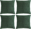Fancy Homi Set of 4 Dark Green Boho Decorative Throw Pillow Covers 16x16 Inch for Couch Bed Sofa, Aesthetic Modern Bohemian Room Decor, Soft Fuzzy Fluffy Cozy Corduroy Textured Cushion Case 40x40cm