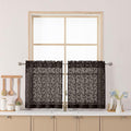 Chyhomenyc Chocolate Sheer Curtains 24 Inch Length, Light Filtering Leaf Tufted Textured Small Window Kitchen Curtain Over Sink, Short Half Window Curtains for Bathroom Basement, 30" Wx24 L, 2 Panels