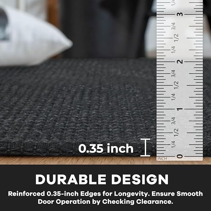 KOZYFLY Runners for Hallways 2x8 ft Washable Kitchen Runner Non Slip Rubber Backed Hall Runners Cotton Entryway Runner Rugs Floor Carpet for Indoor Backdoor Bedroom Kitchen, Black/Dark Grey