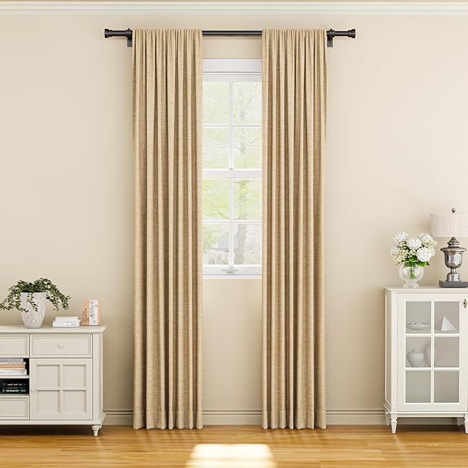 YaFex Curtain Rods 32-58 Inch, Heavy Duty 1 Inch Adjustable Curtain Rod for Windows, Black Short Window Treatment Rods, Modern Design, Easy Installation