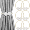 Melaluxe 6 Pack Magnetic Curtain Tiebacks, Decorative Curtain Holdbacks for Window Décor (Beige)