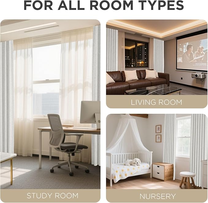Joydeco Linen Blackout Curtains for Bedroom - 100% Light Blocking 1 Panels, White Drapes 70" W x 90" L, Thermal Insulated Room Darkening Curtains for Living Room, Rod Pocket & Back Tabs