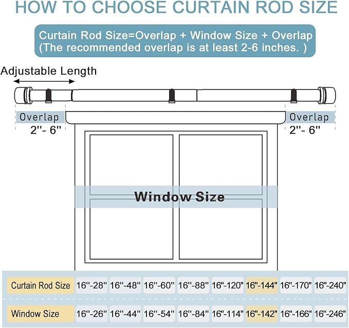 Byondeth Curtain Rods for Windows 16 to 144 Inches Adjustable Length 1 Inch Diameter Window Curtain Rod with Aluminium Finials, Flash Gold