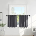 PONY DANCE Short Curtains Half Window Curtains for Bedroom, Privacy Blackout Energy Saving Drapes for Living Room Bathroom Shades, Wide 34 x Long 24 inches per Panel, Grey, 2 Pcs