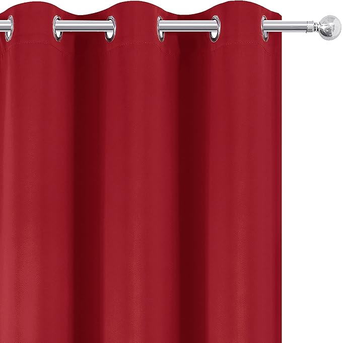 LEMOMO Blackout Curtains 66 x 84 inch/Bright Red Curtains Set of 2 Panels/Thermal Insulated Room Darkening Bedroom Curtains
