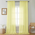 Gwine Extra Long Sheer Curtains 108 Inches Long - Light Filtering Rod Pocket Window Curtain Panels for Bedroom, Elegant Soft Voile Living Room Sheer Drapes, Each 42Wx108L, 9FT, 2 Panels, Lemon
