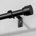 Curtain Rods for Windows 30 to 56 Inch, Black Modern 1 Inch Window Treatment Rods with Black End Cap Finials, Decorative Adjustable Heavy Duty Easy Install Drapery Rods for Bedroom Living Room