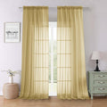 Lecloud Gold Sheer Curtains 96 Inches Long 2 Panels Set, Home Decor Light Filtering Airy Solid Color Drapes, Dual Rod Pocket Living Room Curtains for Bedroom Dining Room, Each Panel 59" W x 96" L