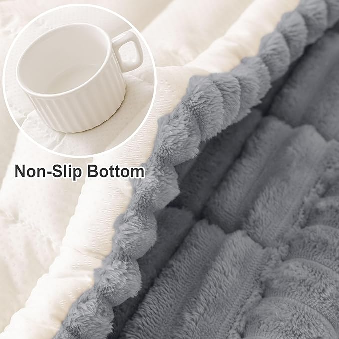 hyha Couch Covers for Dogs Washable, Non Slip Plush Dog Sofa Protectors, Fuzzy Pet Couch Covers for 3 Cushion Sofa Pet Friendly (Grey, 27.6" x 47")