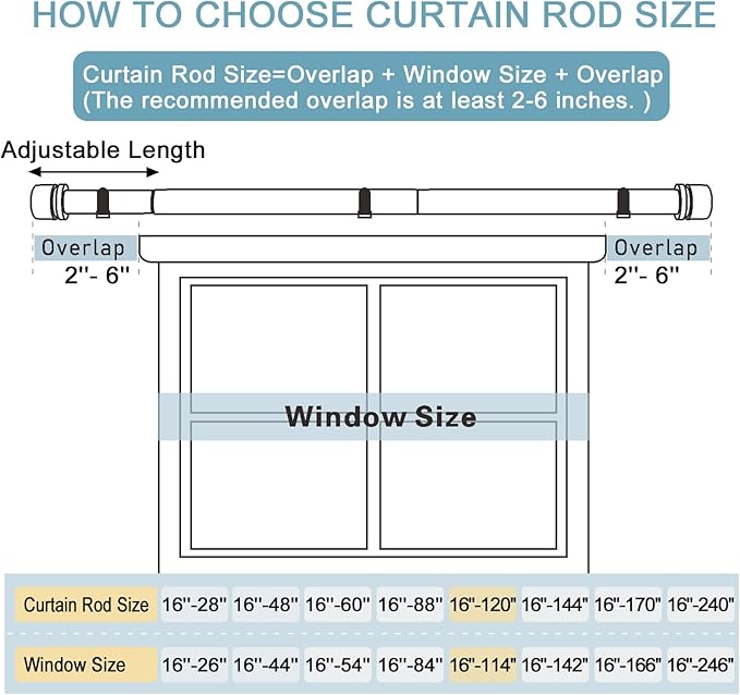 Byondeth Curtain Rods for Windows 16 to 120 Inches Adjustable Length 1 Inch Diameter Window Curtain Rod with Aluminium Finials, Flash Gold