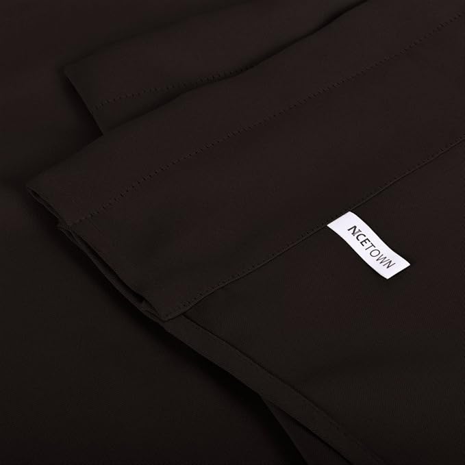 NICETOWN 2 Panels Blackout Valances Farmhouse Kitchen Window Treatment Thermal Insulated Room Darkening RV Camper Valances Rod Pocket for Kitchen/Bedroom/Office, 42 x 18 inch Long, Black