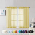 Chyhomenyc Mustard Yellow Sheer Curtains 45 Inches Long, Light Filtering Window Sheer Curtain Panel Drapes, Elegant Rod Pocket Soft Voile for Bedroom Living Room, Each 42Wx45L Inches, 2 Panels