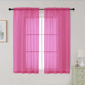 Hot Pink Sheer Curtains for Bedroom Living Room 54 Inch Length 2 Panels Set, Solid Soft Airy Light Filtering Window Treatments, Modern Rod Pocket Drapes, Hot Pink, 42" Wx54 L Inches