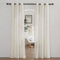 NICETOWN Natural Linen Curtains for Farmhouse 84 inch Length, Grommet Privacy Semi Sheer Linen Burlap Drapes with Light Penetration for Bedroom/Living Room, 72" Wide Total 2 Panels