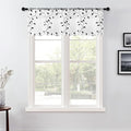 MRTREES Sheer Curtain Valance Rod Pocket, Voile Leaves Embroidered Christmas Valance for Windows, Small Kitchen Curtain Topper Valance for Bedroom/Basement/Kitchen(1 Panels, 54"x16", Black Leaves)