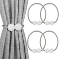 Melaluxe 4 Pack Magnetic Curtain Tiebacks, Decorative Curtain Holdbacks for Window Décor (Grey)