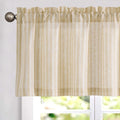 jinchan Valance Curtain Linen Textured Striped Window Curtain for Living Room Light Filtering Farmhouse Valance for Kitchen Rod Pocket 1 Panel 16 Inch Beige on Linen 1 Panel