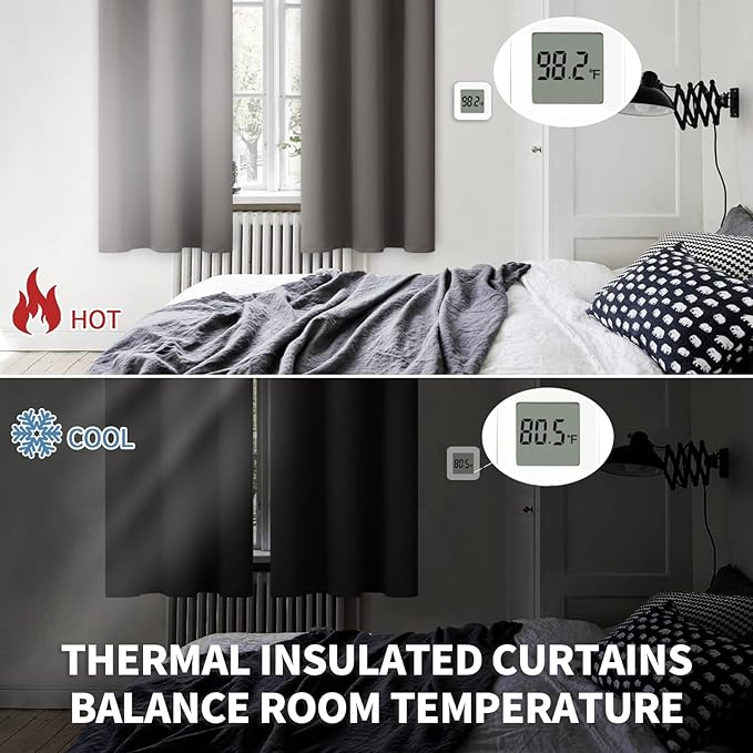 BGment Blackout Curtains for Bedroom - Grommet Thermal Insulated Room Darkening Curtains for Living Room, Set of 2 Panels (52 x 45 Inch, Grey)