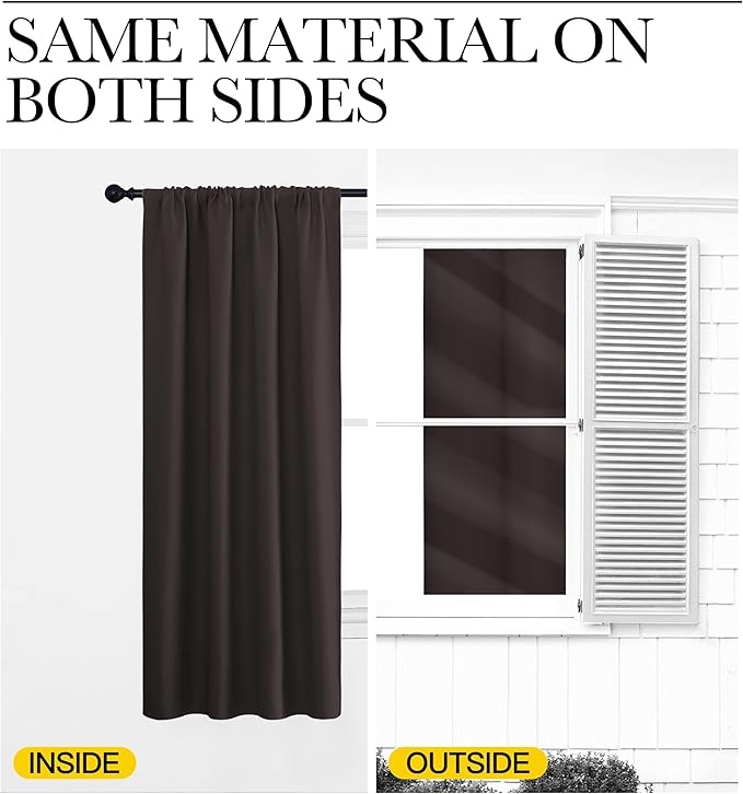 NICETOWN RV Blackout Curtains for Camper Windows, Toffee Brown, 29" Wide by 40" Long, 2 PCs, Short Blackout Curtains & Drapes, Thermal Insulated Blackout Curtain Panels for Kids Room, Play Room