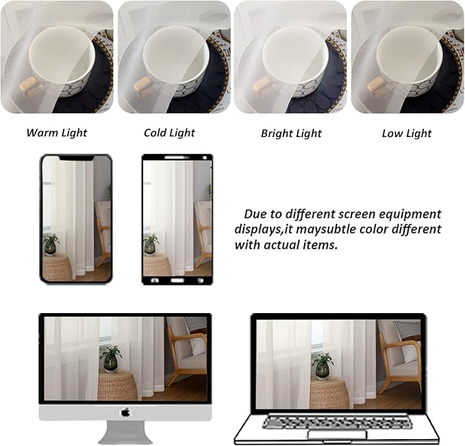 Chyhomenyc Extra Long Ivory Sheer Curtains 120 Inches Long 2 Panels, Light Filtering Ivory Curtains for Living Room, Soft Gentle Voile Rod Pocket Bedroom Window Drapes, 59Wx120L Inch, 10FT, 2PCS