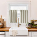 RYB HOME 100% Blackout Short Curtains for Small Window, Thermal Insulated Total Room Darkening Noise Reducing Curtains for Basement Bathroom RV Cars, 29 inches Wide by 30 inches Long, Natural