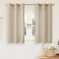 LAMIT 54 Inch Brown Linen Curtains for Small Windows 2 Panels Set, Light Filtering Semi Shher Panels Bronze Grommet Short Window Drapes for Kitchen/Bathroom/Bedroom, 34 x 54 Inch