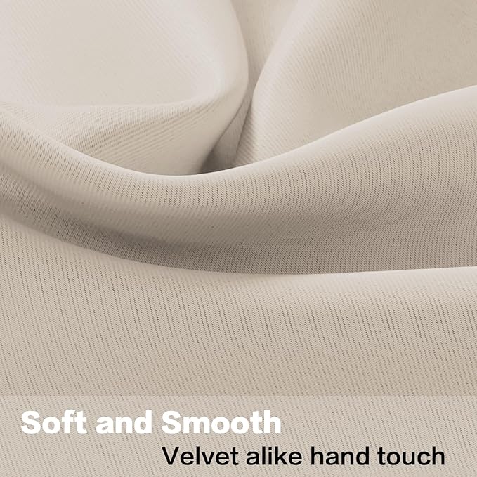 H.VERSAILTEX 2 Panels Blackout Valances for Small Windows Thermal Insulated Short Curtains Privacy Decorative Rod Pocket Shade for Kitchen/Living Room/Cafe/Bathroom/Laundry,52" W x 18" L,Natural