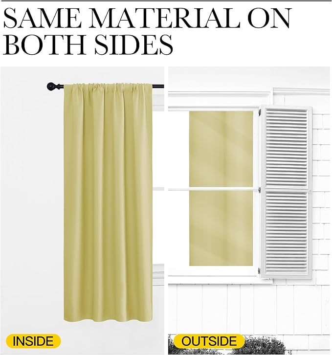 NICETOWN Window Curtains Blackout Drapes, Paler Yellow, 1 Pair, 52 by 72-Inch, Thermal Insulated Solid Rod Pocket Blackout Curtains/Draperies for Living Room