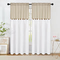 FRAMICS Farmhouse Cotton Linen Curtains for Living Room, Boho Button Curtains 84 Inch Length 2 Panels, Rustic Country Linen Window Curtain for Bedroom Rod Pocket Drapes, 52 x 84 Inch, Linen and White
