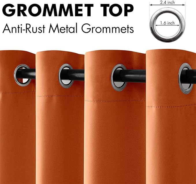 MIULEE Blackout Curtains Room Darkening Thermal Insulated Fall Drapes Solid Window Treatment Set Grommet Top Light Blocking Curtain for Living Room/Bedroom 2 Panels 42 x 63 inch, Orange