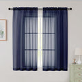 Sheer Navy Blue Curtains for Bedroom Living Room 54 Inch Length 2 Panels Set, Solid Soft Airy Light Filtering Window Treatments, Modern Rod Pocket Drapes, Navy Blue, 42" Wx54 L Inches