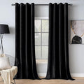 MIULEE Black Out Velvet Curtains 96 Inch Length Halloween Room Darkening Long Blackout Curtains with Grommet Top for Bedroom/Living Room Light Blocking Thermal Insulating Soundproof Set of 2, Black