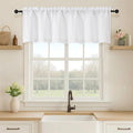 OVZME White Valance for Windows, Light Filtering Thick Textured Small Kitchen Valances for Window, Dual Rod Pocket Farmhouse Short Curtain for Bathroom Basement, 1 Piece, 52Wx16L Inch