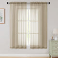 Sheer Taupe Curtains for Bedroom Living Room 63 Inch Length 2 Panels, Airy Soft Light Filtering Sheer Dining Room Curtains, Modern Rod Pocket Drapes, Taupe, Each 42" Wx63 L Inches