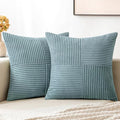 MIULEE Sky Blue Decorative Euro Sham Pillow Covers 24x24 Inch for Bed Couch Sofa Pack of 2 Boho Farmhouse Throw Pillows Soft Cross Corduroy Patchwork Textured Cushion Cases