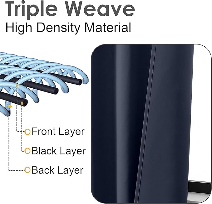 Chyhomenyc Navy Blue Valances for Window, Room Darkening Short Curtains for Kitchen Bedroom Living Room, Rod Pocket Top Small Window Treatment Valance RV Bunk Panels, 40" Wx14 L, 2 Pieces