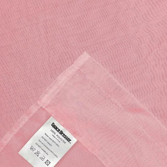 SpaceDresser Sheer Voile Window Treatment Rod Pocket Curtain Panels for Kitchen Bedroom Living Room Drapes Sunlight Filtering Privacy Semi Home Decor Assorted Colors Sizes (Blush, 52 W x 45 L)