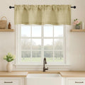 OVZME Valance for Windows, Light Filtering Faux Linen Textured Small Short Valance Kitchen Curtain, Dual Rod Pocket Top Short Window Curtain for Bathroom Basement Farmhouse, 52Wx14L Inch, Camel