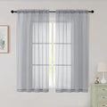 Sheer Light Grey Curtains for Bedroom Living Room 54 Inch Length 2 Panels Set, Solid Soft Airy Light Filtering Window Treatments, Modern Rod Pocket Drapes, Light Grey, 42" Wx54 L Inches