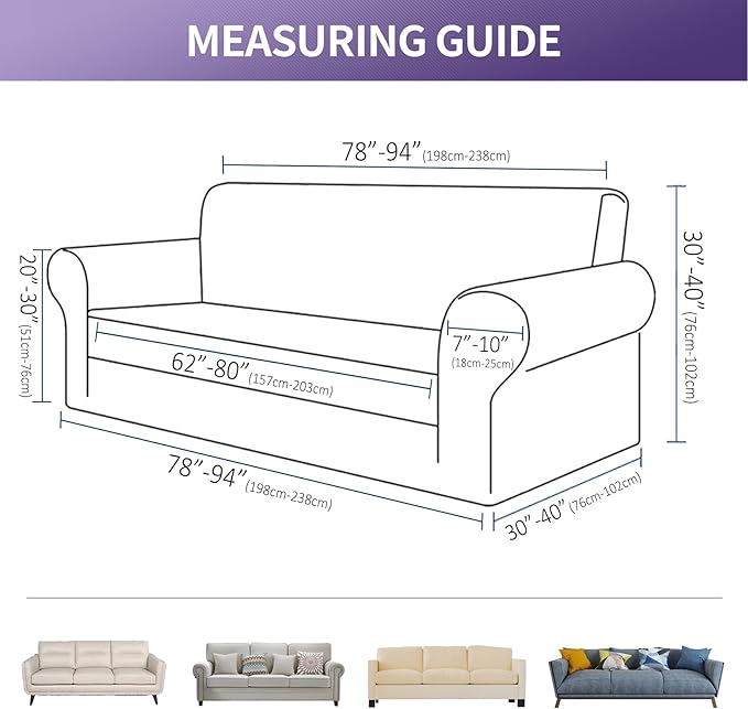 Joccun Stretch Couch Cover Slipcovers, 1-Piece Sofa Covers for 3 Cushion Couch Spandex Jacquard Washable Furniture Protector Cover for Living Room,Kids,Pets(Sofa,Niagara)