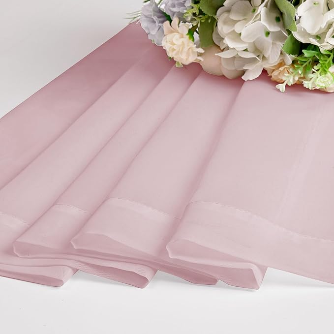 Chyhomenyc Sheer Curtains 24 Inch Length, Small Window Curtains for Bathroom Living Room Basement, Voile Short Rod Pocket Curtain Tiers, 42in Wx 24in L, 2 PCS, Blush Pink