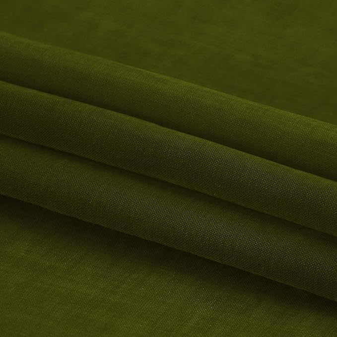 DWCN Olive Green Sheer Curtains Semi Transparent Voile Rod Pocket Curtains for Bedroom and Living Room, 70 x 84 inches Long, Set of 2 Panels
