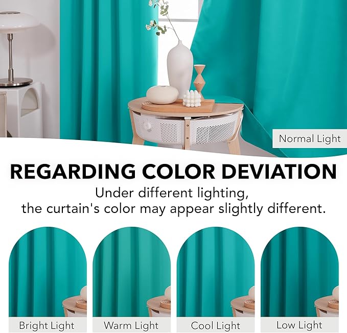 Deconovo Blackout Curtains, Thermal Insulated, W42 x L54 2 Panels, Back Tab, Machine Washable, Room-Darkening Drapes for Bedroom/Living Room Turquoise