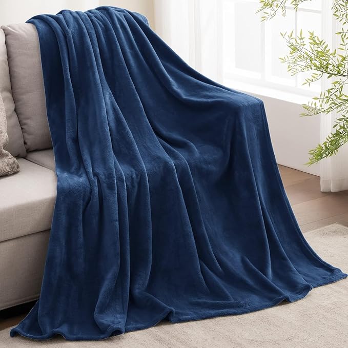 BEDELITE Fleece Blanket Full Size Navy for Couch & Bed, Luxury Plush Cozy Fuzzy Blanket 84" x 90", Super Soft Warm Lightweight Throw Blanket for Travel Camping