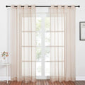 NICETOWN Taupe Sheer Curtains 96 inches Long, Grommet Voile Textured Airy Sheer Window Treatments Elegant & Chic for Bedroom/Living Room, W54 x L96, 2 Panels