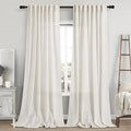 Cream Linen Curtains 110 Inches Long 2 Panels Set for Living Room Extra Long Back Tab Curtains Neutral Farmhouse Light Filtering Semi Sheer Linen Drapes Ceiling to Floor for Large Window 52x110