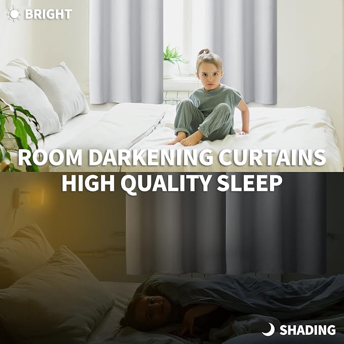 BGment Blackout Curtains - Grommet Thermal Insulated Room Darkening Bedroom and Living Room Curtains, Set of 2 Panels (52 x 108 Inch, Greyish White)