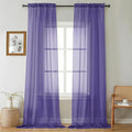 Gwine Extra Long Sheer Curtains 108 Inches Long - Light Filtering Rod Pocket Window Curtain Panels for Bedroom, Elegant Soft Voile Living Room Sheer Drapes, Each 42Wx108L, 9FT, 2 Panels, Purple